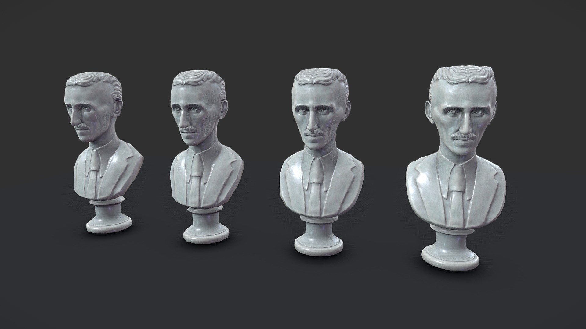 3D model Nikola Tesla Bust: Low-Poly Pack - This is a 3D model of the Nikola Tesla Bust: Low-Poly Pack. The 3D model is about a group of heads of men.