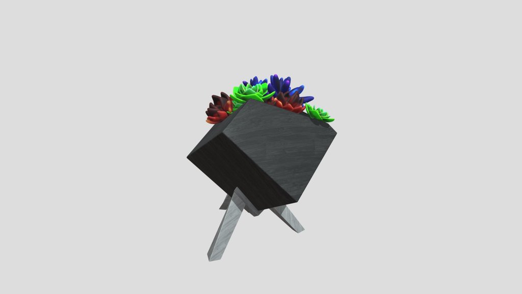 Succulents In Isometric Cube Planter