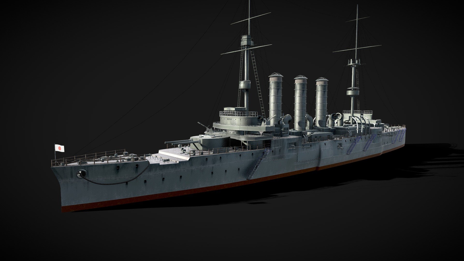 Cloud on the battleship cruiser frigate warships — Sketchfab embed 3D viewer