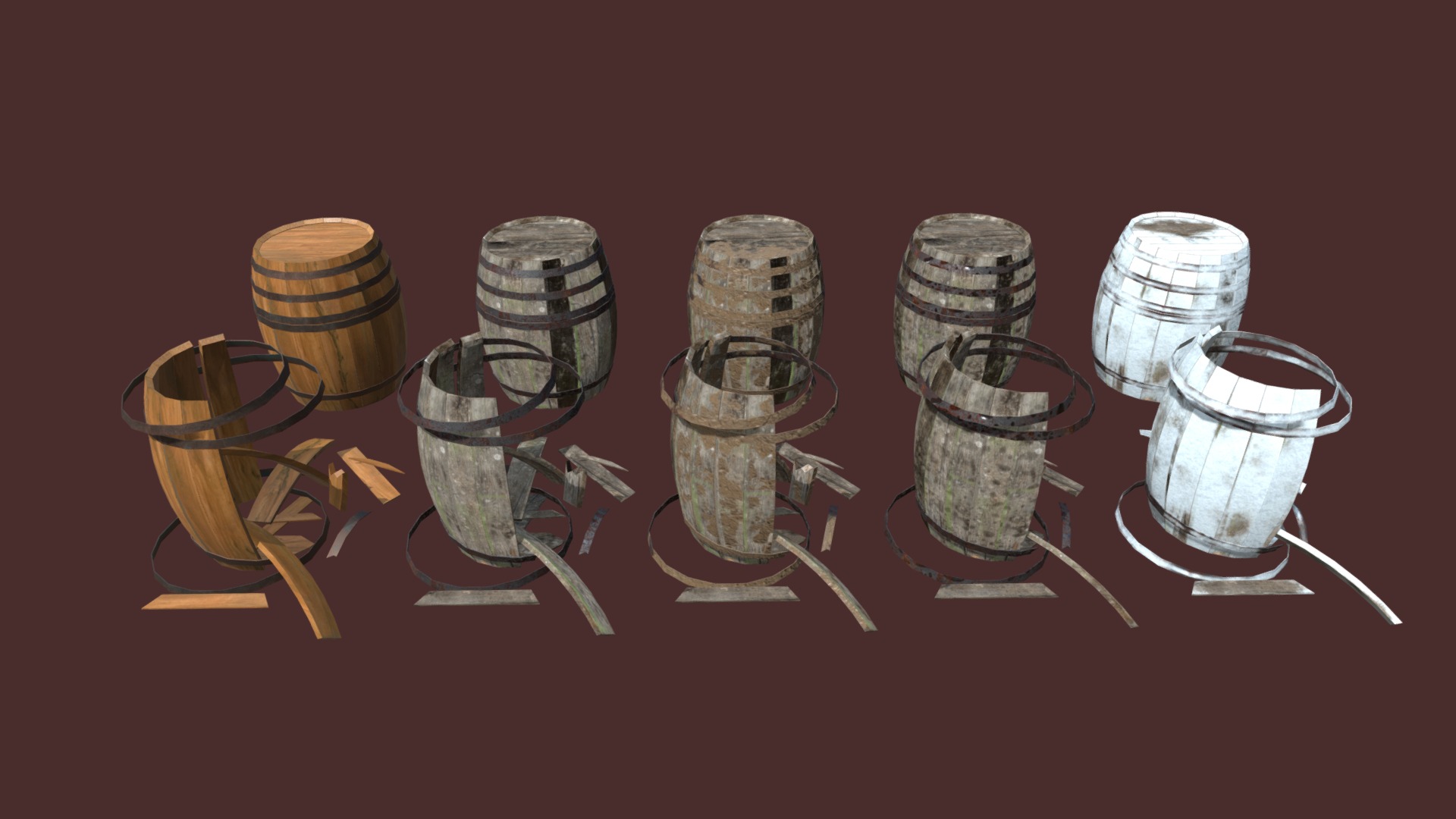 3D model Barrel Set - This is a 3D model of the Barrel Set. The 3D model is about a group of metal objects.
