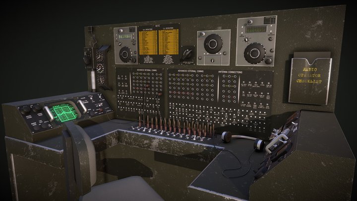 Retro Sci Fi Aircraft Radio Operators Station 3D Model