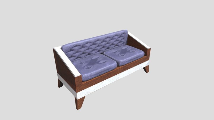 Low Poly - Vintage 60's / 70's style Sofa 3D Model