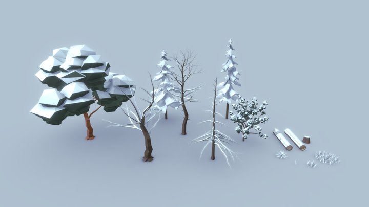 Low-Poly Winter Asset Pack 3D Model