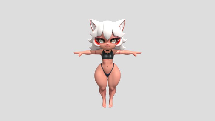 Anime cat-girl character 3D Model