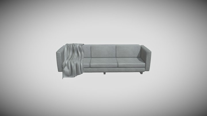 Sport Couch with Blanket 3D Model