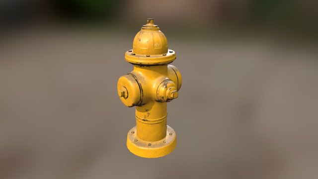 Yellow Rusted Hydrant 3D Model