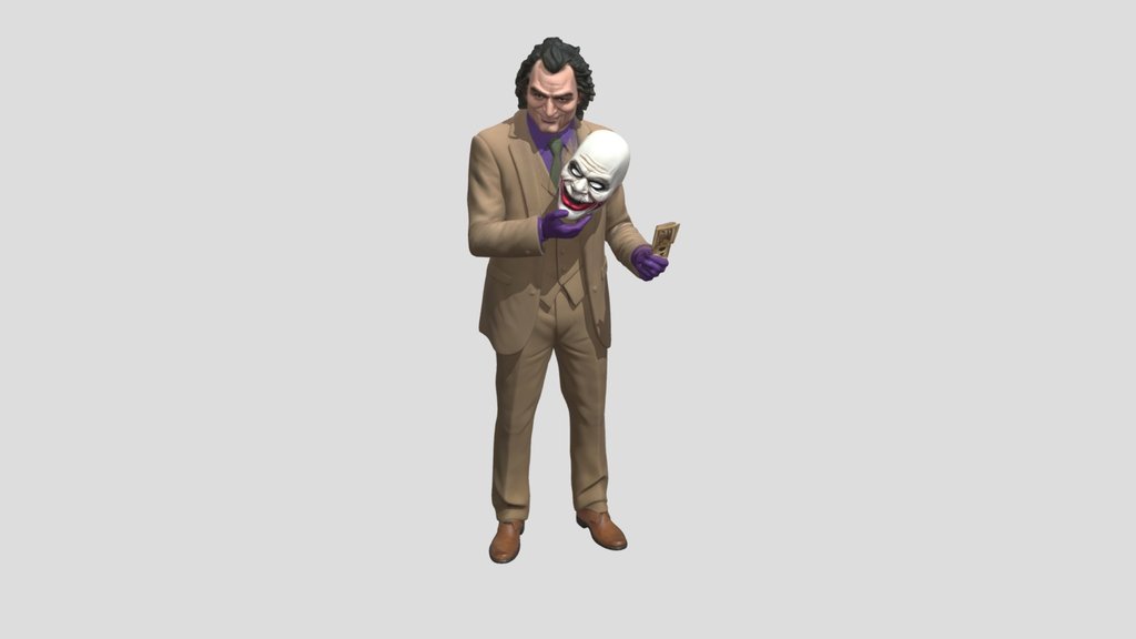 Gentleman in a Tan Suit with a Joker Mask