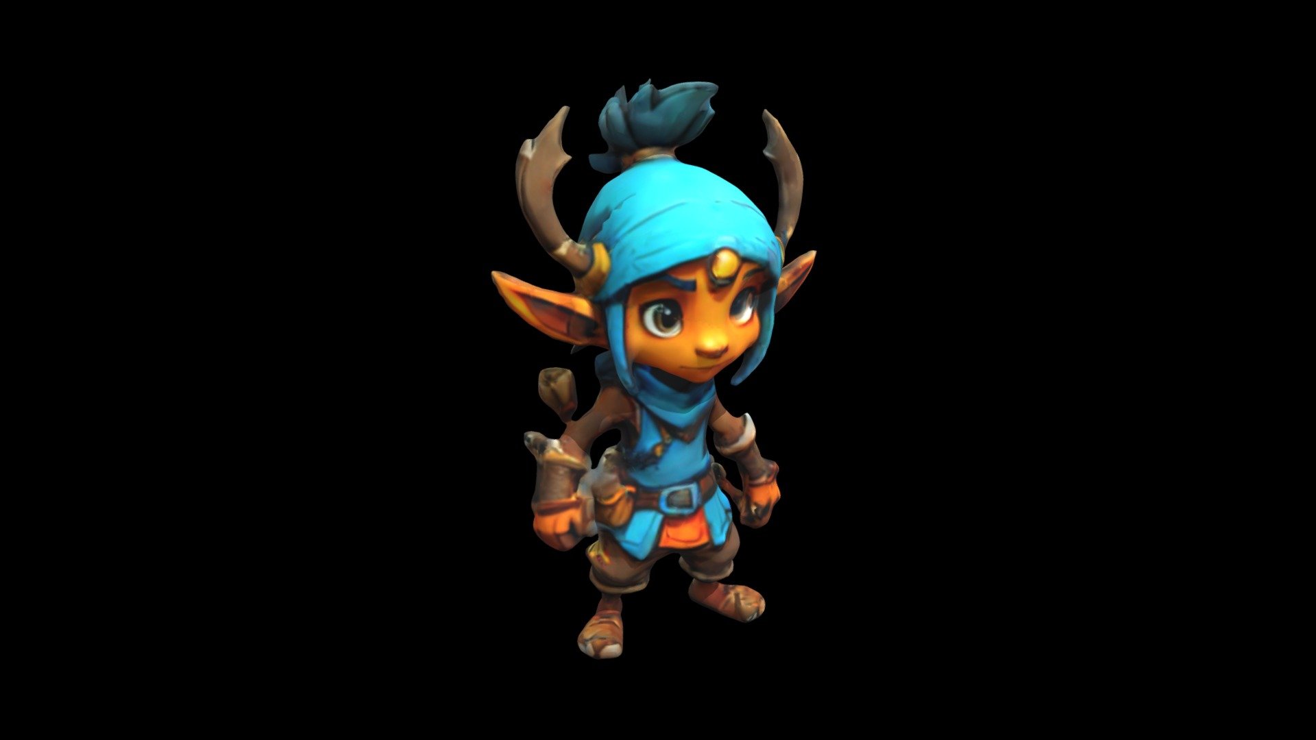 a cartoon character with horns and a blue hat - Download Free 3D model ...