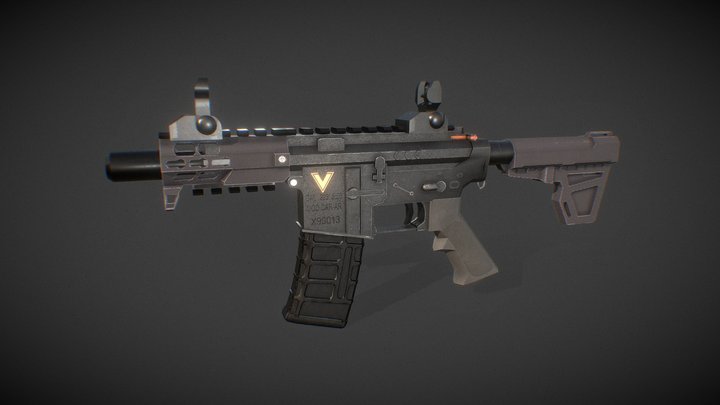 Custom Short Barrel AR Rifle. 3D Model