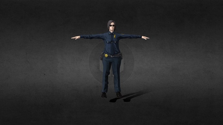 Female Police Officer fully rigged 3d character 3D Model