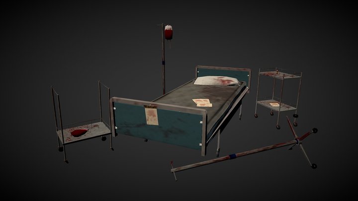 Horror Hospital Prop Collection 3D Model