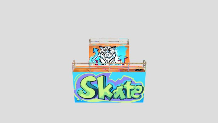 Skateboard Halfpipe Textured 3D Model