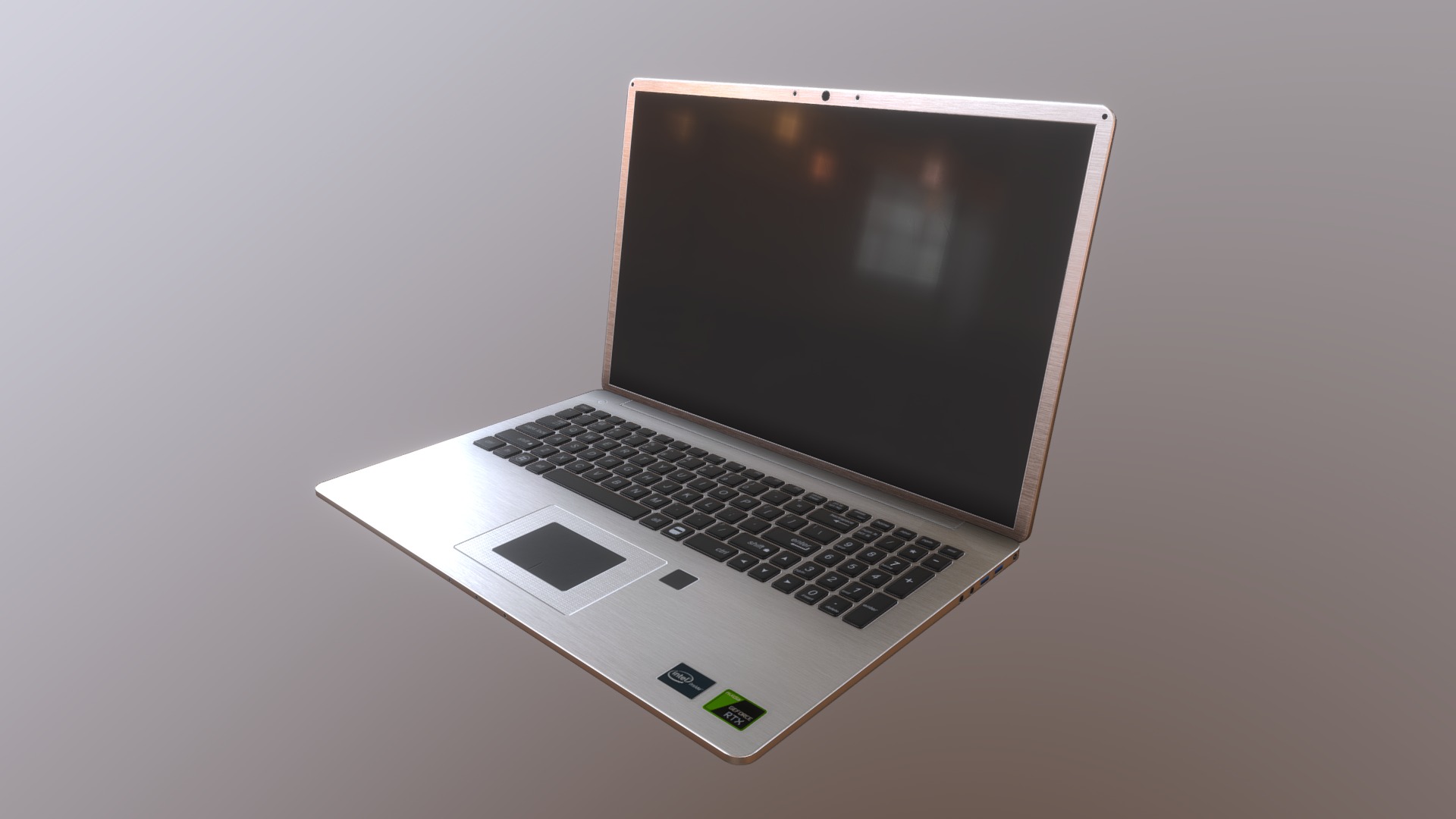 3D model Game Art: Generic Laptop - This is a 3D model of the Game Art: Generic Laptop. The 3D model is about a laptop with a blank screen.