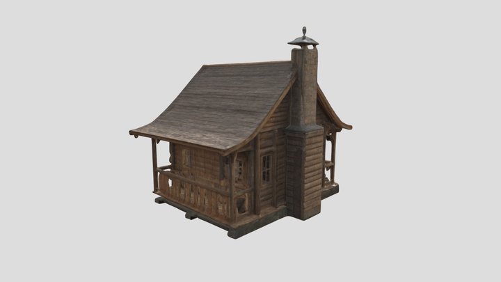 wooden structure that resembles a small, cabin 3D Model