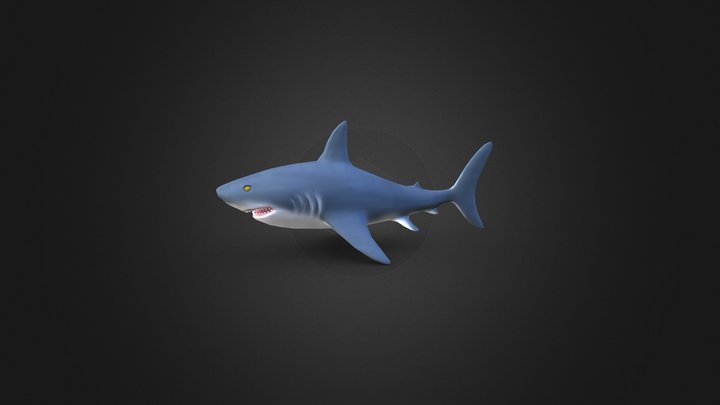 Lowpoly handpainted stylized shark 3D Model