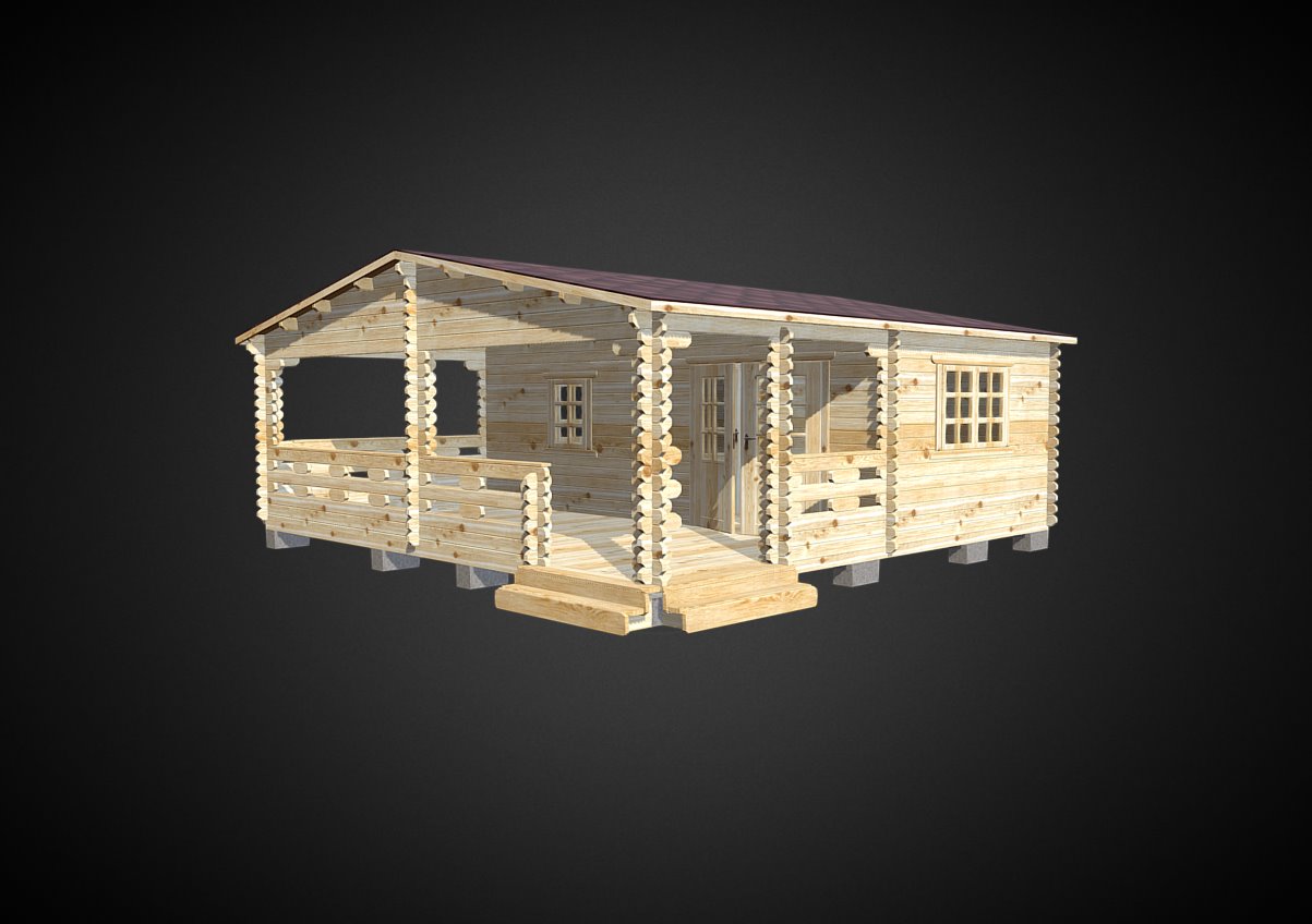 Дачный дом 6 x 6 м с верандой - Download Free 3D model by anim3d.ru ...