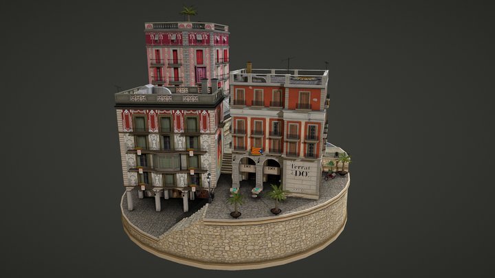City Scene Barcelona 3D Model