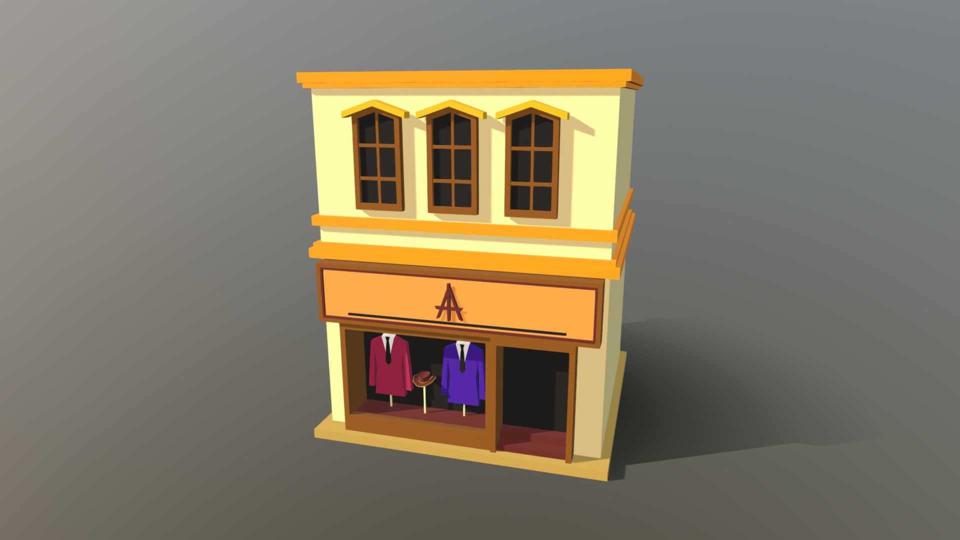 3D model HIE Cloth Shop N1 - This is a 3D model of the HIE Cloth Shop N1. The 3D model is about a small house with a blue roof.