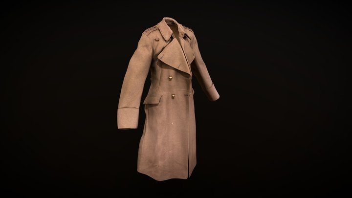 DCLI Officers Great Coat WWI. 3D Model