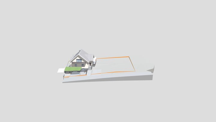 EFH H-V Carport groß Holz-Geländer 3D Model