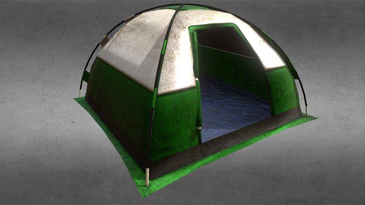 A Green Two Man Tent 3D Model