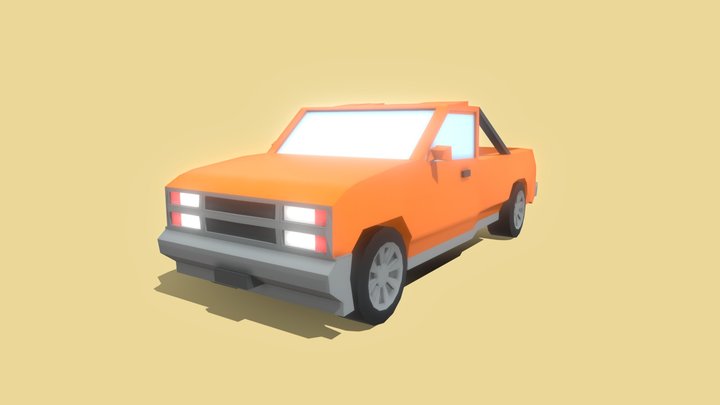 Low Poly Pick Up Car 3D Model