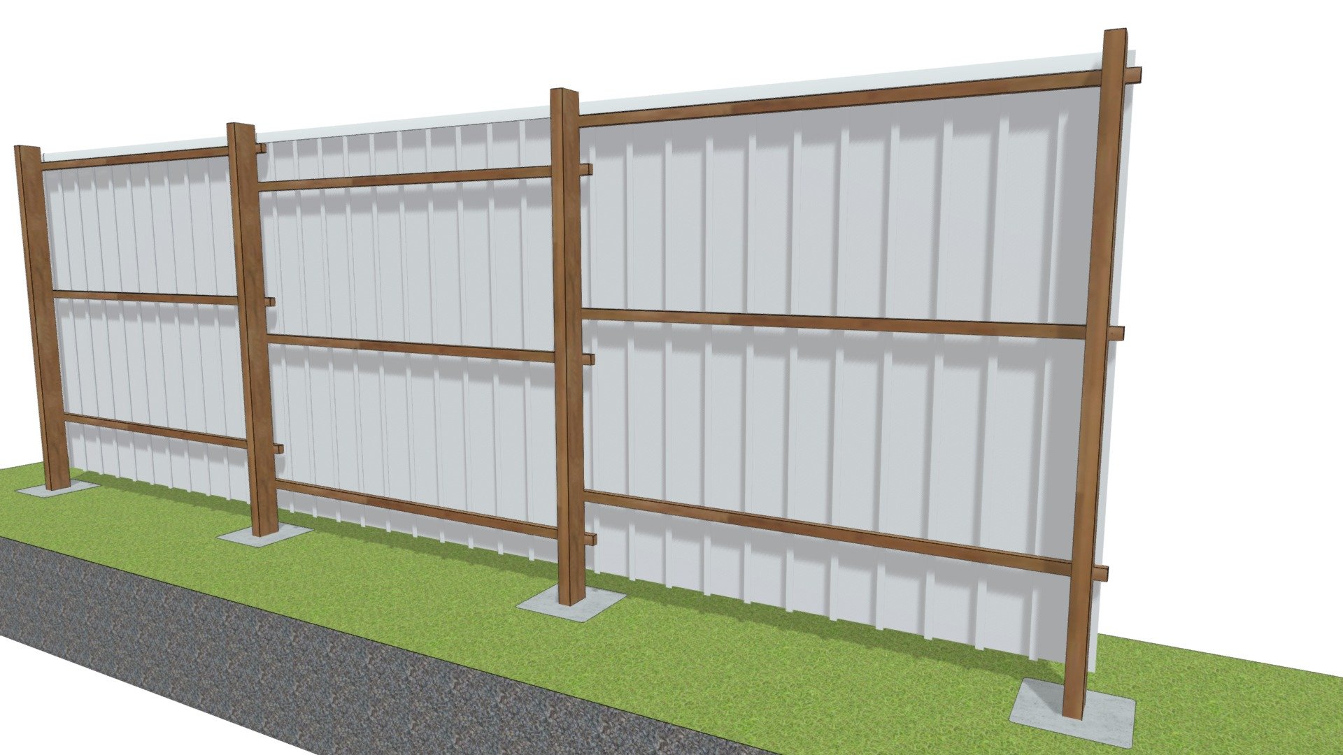 Bardage Lisse V. Poteau Bois à sceller - Ht 3m — Sketchfab embed 3D viewer