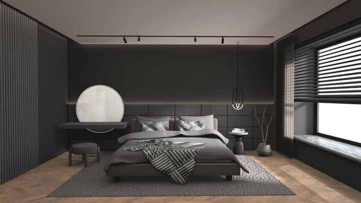 quiet dark bedroom 3D Model