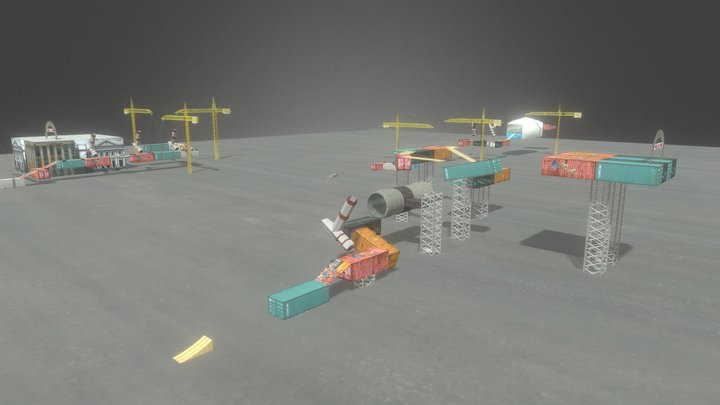 Stunts for Car and Bikes Low-poly 3D Model