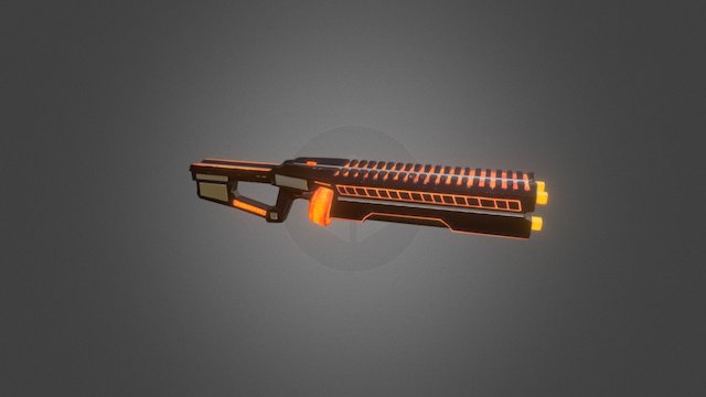 Machine Gun Low Poly 3D Model