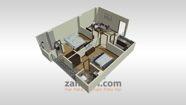 04-2 Bed Apartment 3D Model