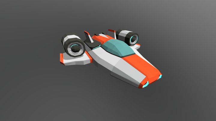 Lowpoly space plane for mobile game