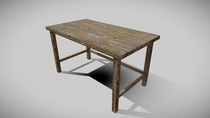 Old Wooden Table 3D Model