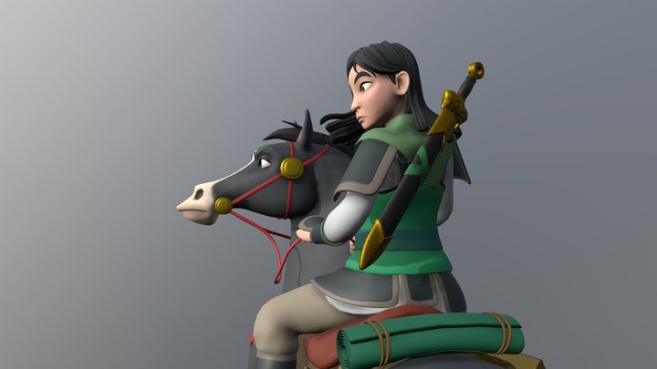 Mulan and Khan Fanart 3D Model