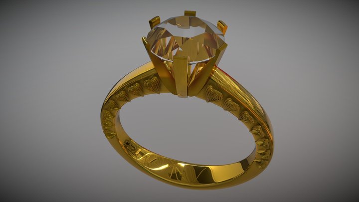 Gold Ring with diamond 3D Model