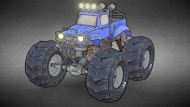 Stylized Mosnter Truck 3D Model