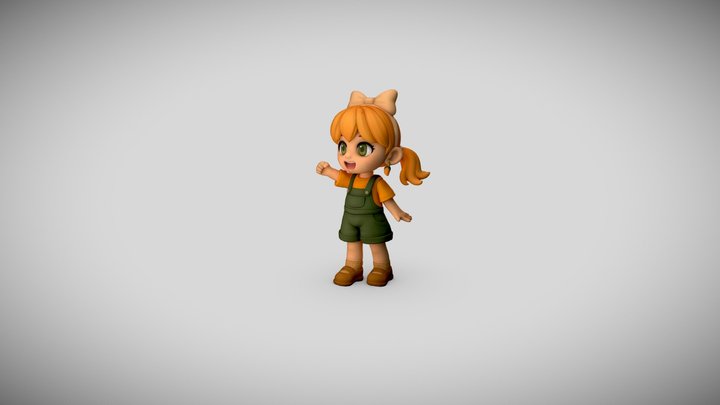 Cute Stylized Girl Character for 3D Print 3D Model