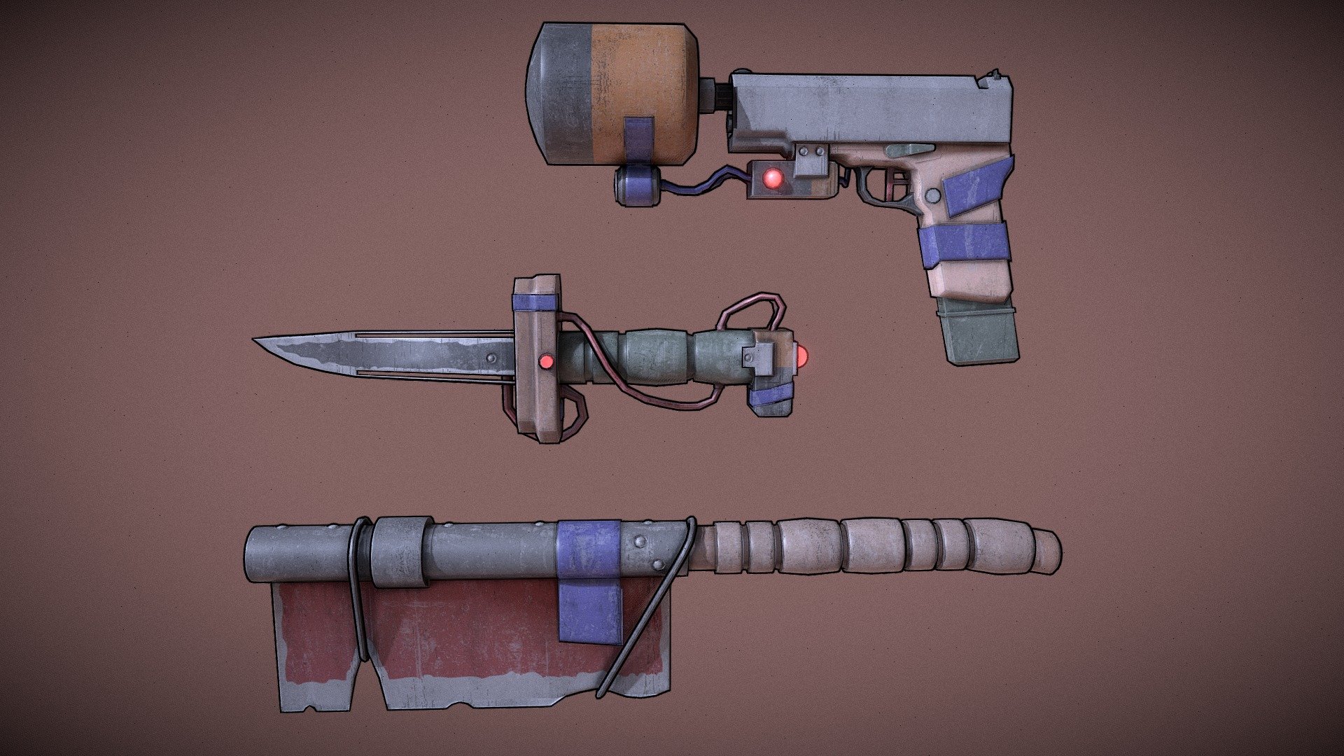 Weapons handmade with Borderlands style - Download Free 3D model by ...