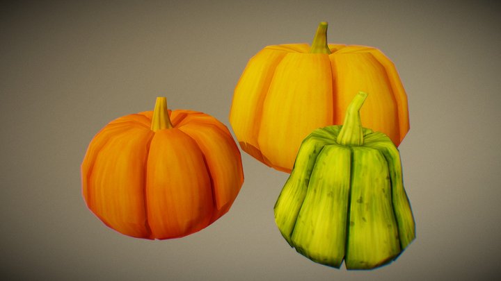 Hand painted pumpkins 3D Model