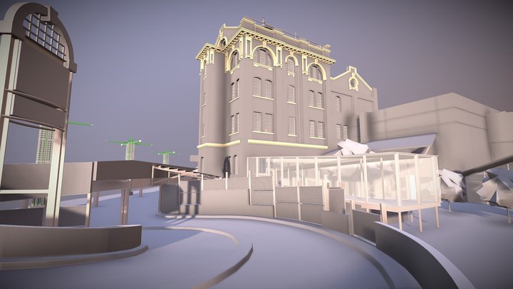 Historic Brew Tower and Supermarket 3D Model