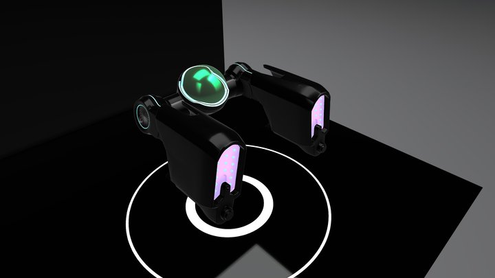 Neon Spaceship 3D Model