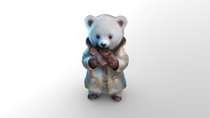 Adorable White Bear in Raincoat 3D Model 3D Model