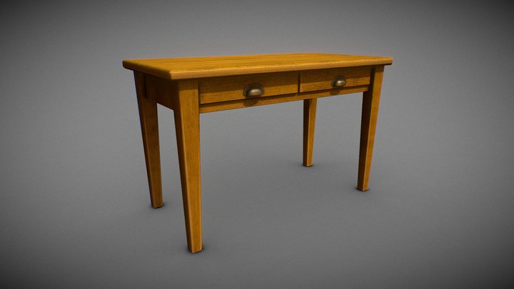 Retro wooden desk 3D Model
