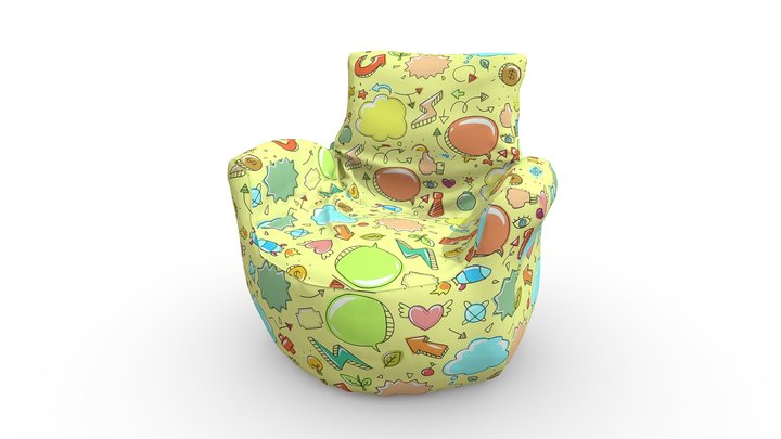 Arm Chair Bean Bag Kids 3D Model