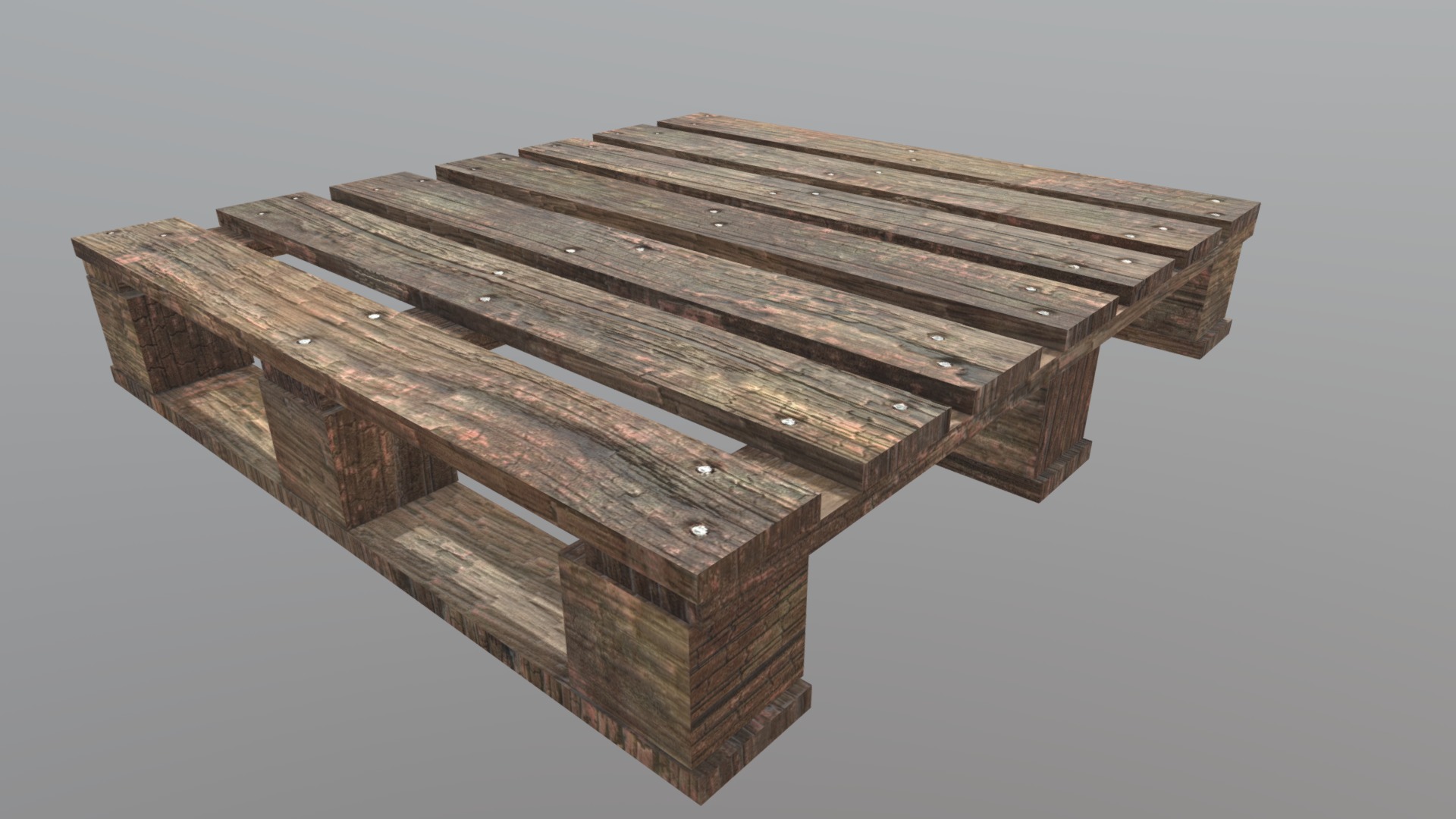 3D model Old Pallet Game asset - This is a 3D model of the Old Pallet Game asset. The 3D model is about a wooden box with a wooden top.