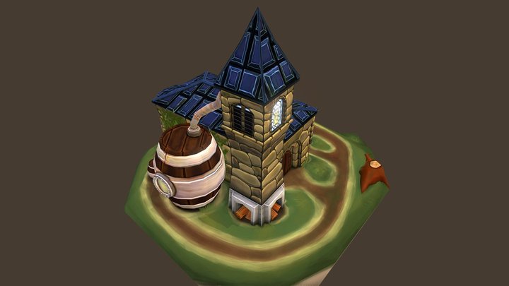 Stylised romanesque brewery 3D Model