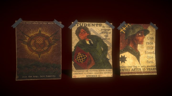 Lycanist propaganda posters 3D Model