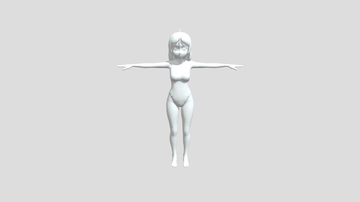 anime cute girl in a bathing suit 3D Model