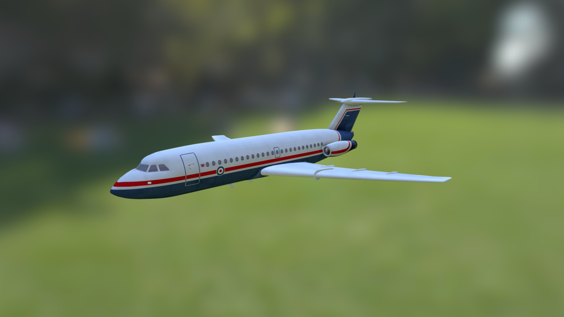 3D model British Aircraft Corp 475 - This is a 3D model of the British Aircraft Corp 475. The 3D model is about a red and white airplane flying.