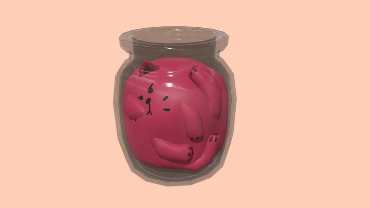 Low poly Cat in a jar 3D Model